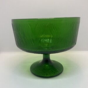 Hoosier Green Textured Pedestal Glass Dish